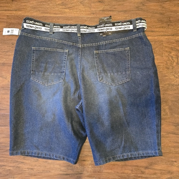 NWT Ecko Unltd Jean Shorts Mens Size 46 759 Relaxed Fit Belted Denim Jorts - Picture 2 of 6